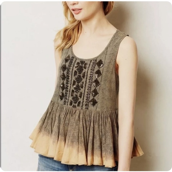 Anthropologie Akemi + Kin Embellished Ombre Boho Beach Swing Tank W-063 Sz XS - Picture 1 of 9